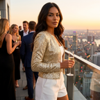 Women's Sequin Blazer – Open Front Party Blazer – Scarlett