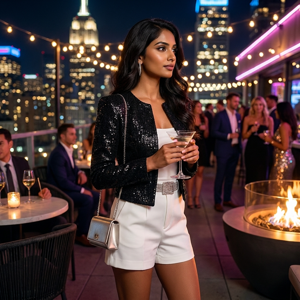 Women's Sequin Blazer – Open Front Party Blazer – Scarlett