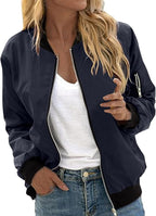 Women's Floral Zip Bomber Jacket – Lightweight Spring Jacket