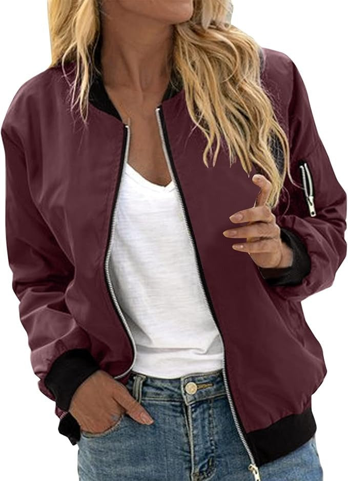 Women's Floral Zip Bomber Jacket – Lightweight Spring Jacket