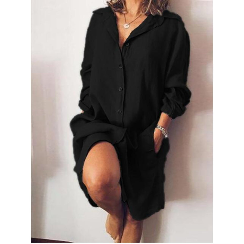 Women's Tunic Button Blouse – Relaxed Longline Shirt Blouse