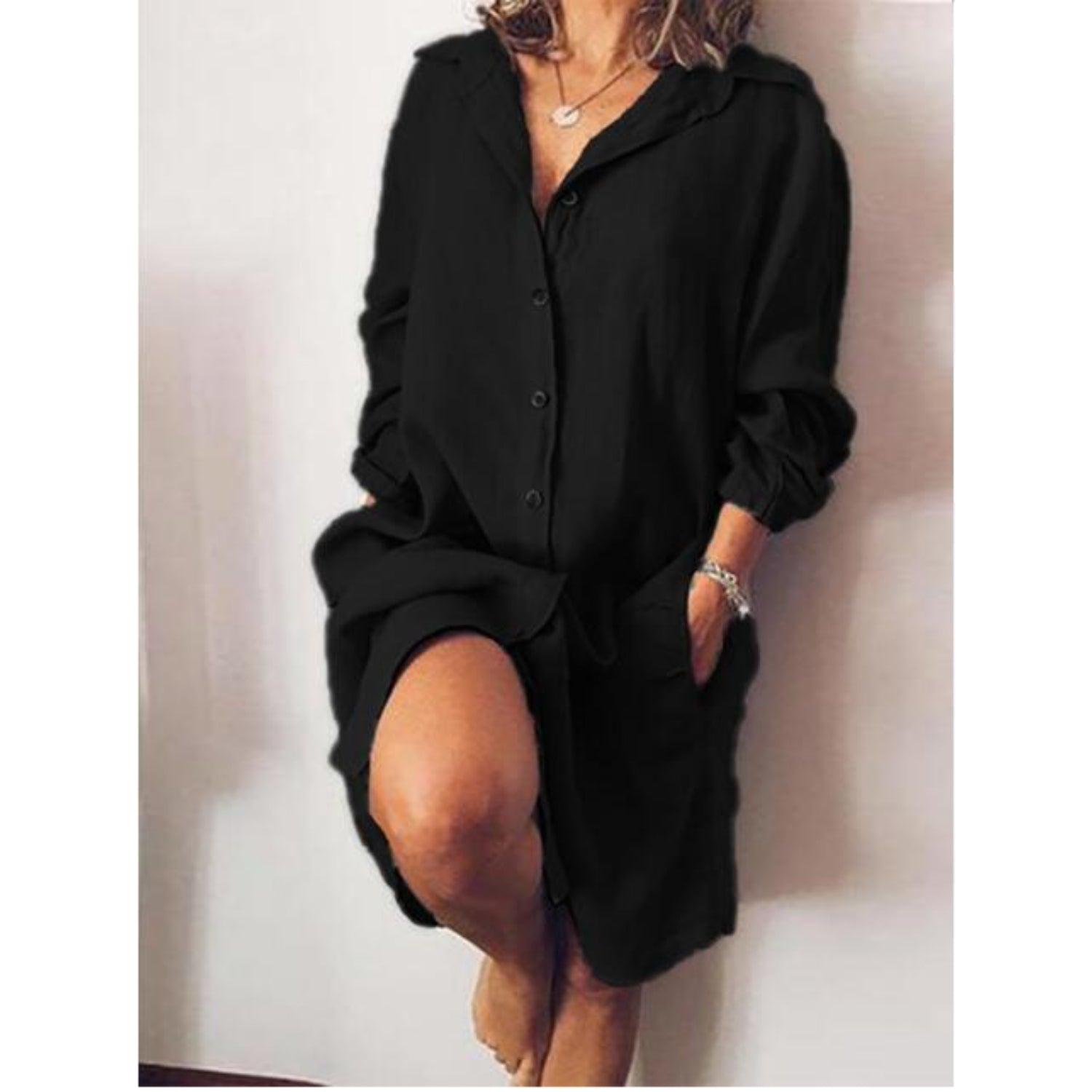 Women's Tunic Button Blouse – Relaxed Longline Shirt Blouse