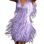 Women's Fringe Cocktail Mini Dress – Shimmer Fitted Party Dress