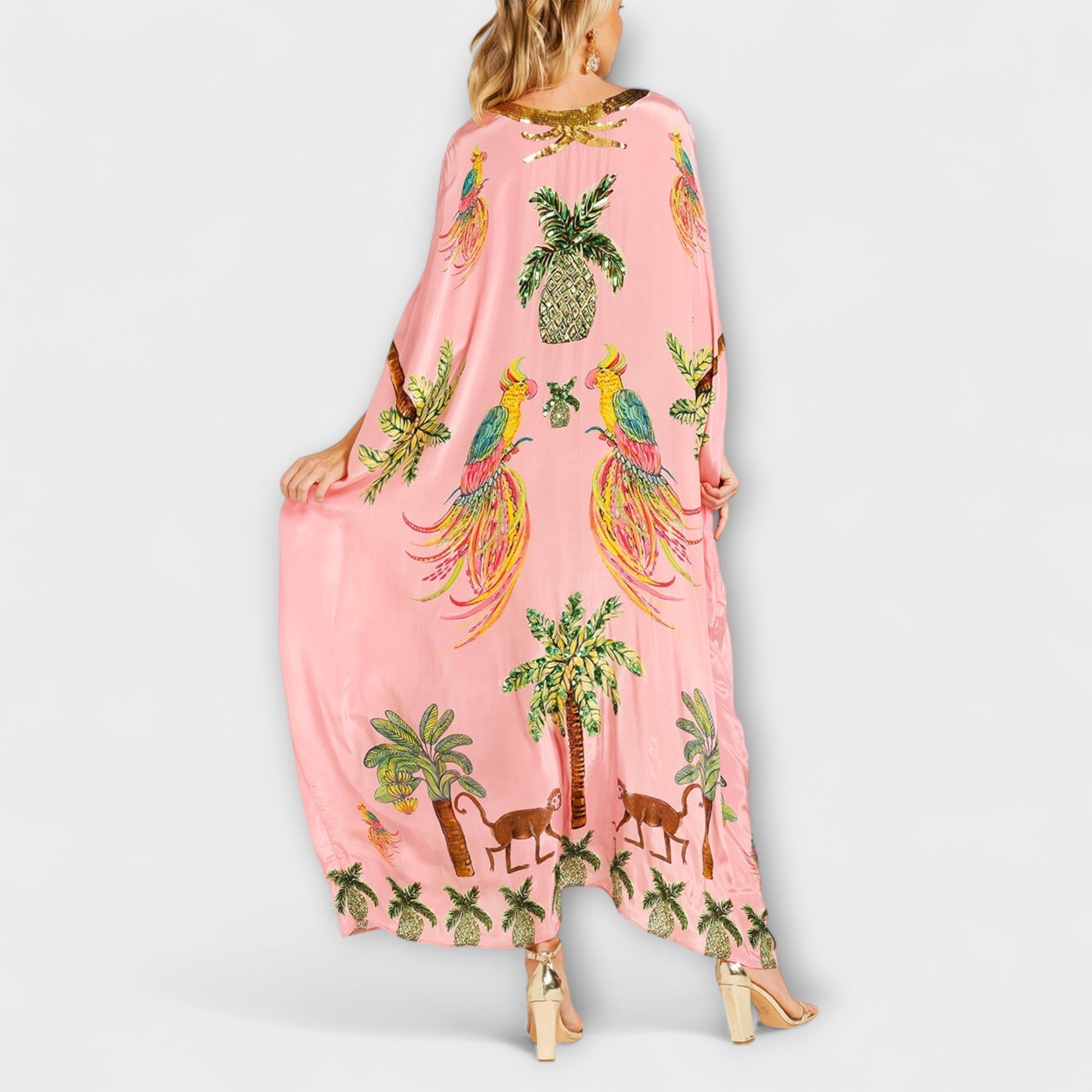 Women's Asymmetrical Maxi Dress – Tropical Print Dress – Linda