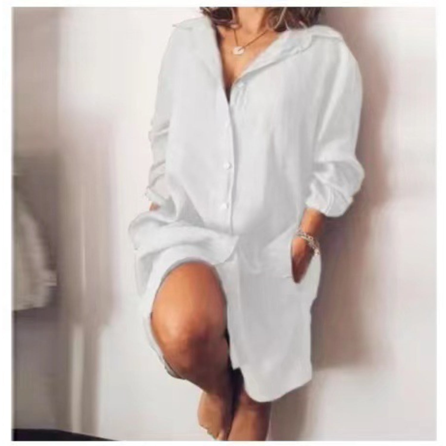 Women's Tunic Button Blouse – Relaxed Longline Shirt Blouse