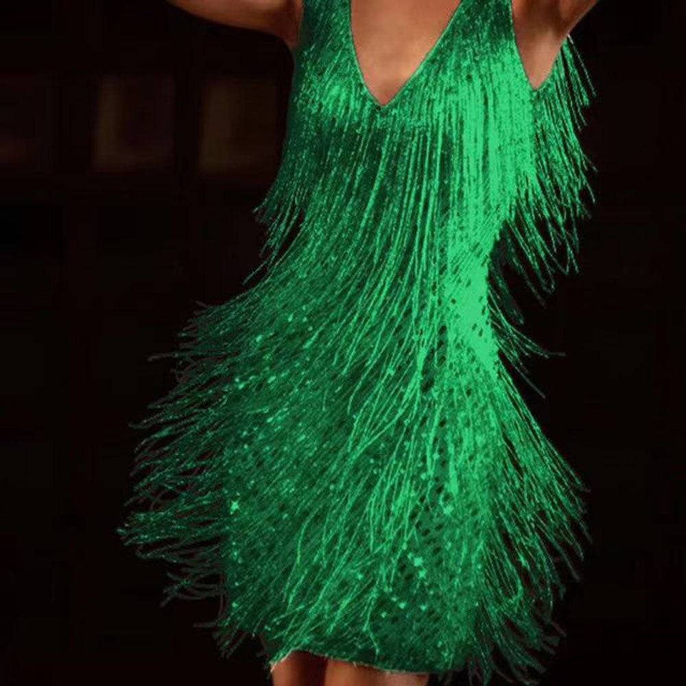 Women's Fringe Cocktail Mini Dress – Shimmer Fitted Party Dress