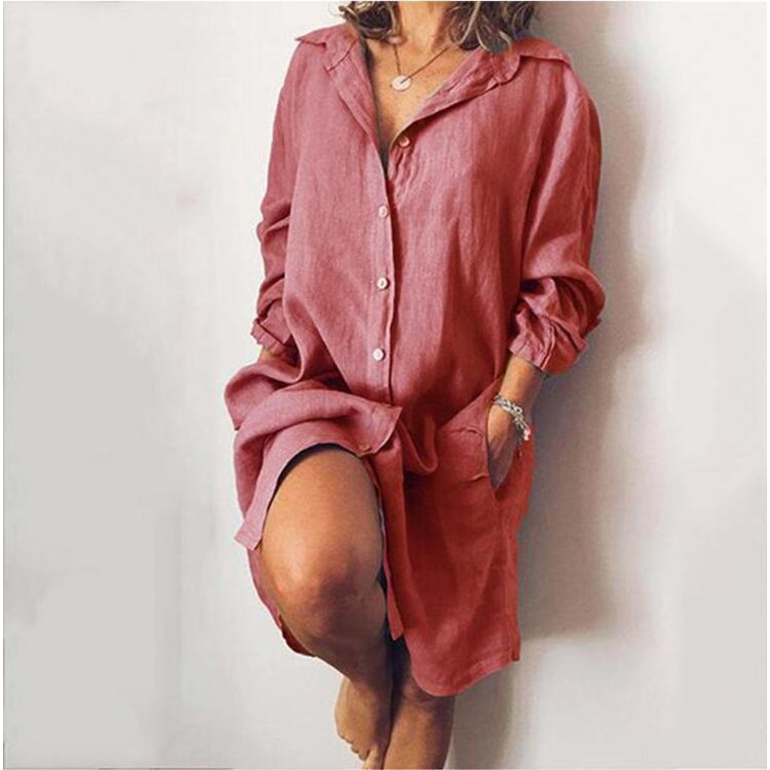 Women's Tunic Button Blouse – Relaxed Longline Shirt Blouse