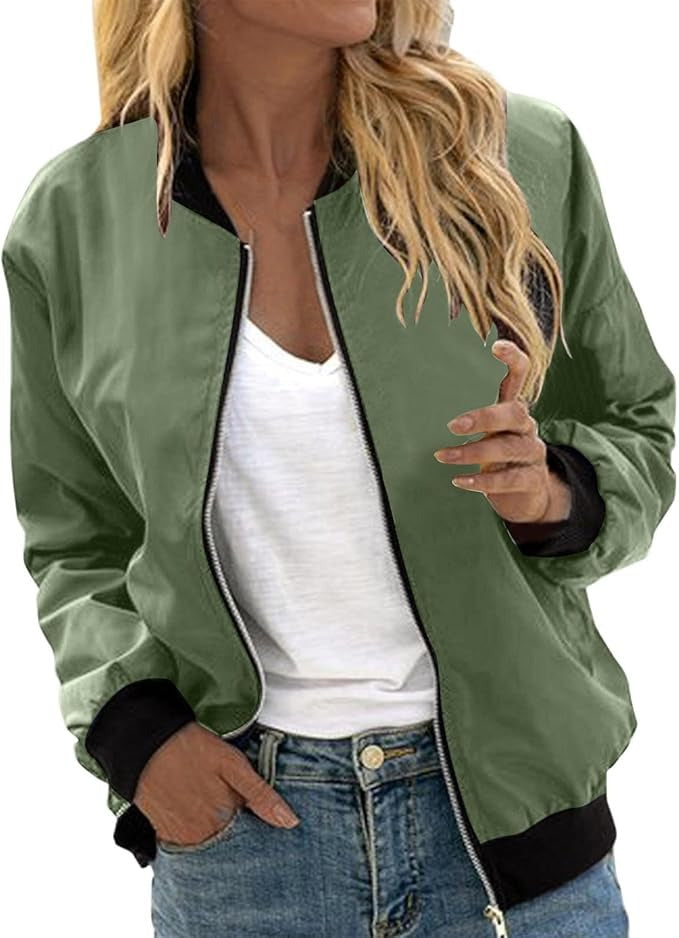 Women's Floral Zip Bomber Jacket – Lightweight Spring Jacket