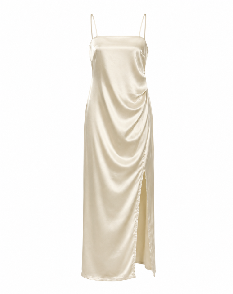 Women's Strappy Maxi Dress – Side Slit Fitted Evening Gown