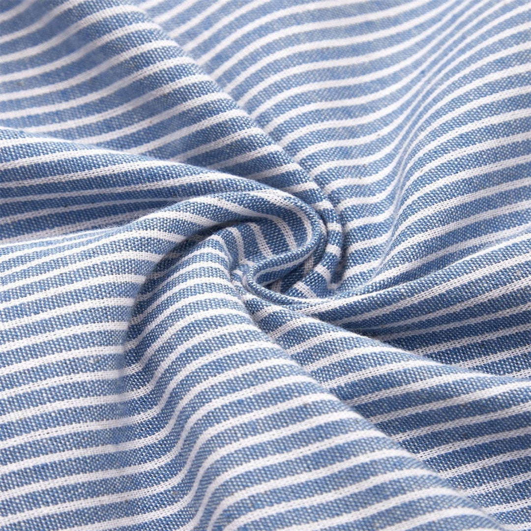 Women's Striped Midi Dress – Three-Quarter Sleeve Flowy Dress