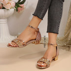 Women's Rhinestone Flat Sandals – Crystal Summer Sandals