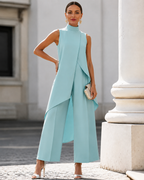 Women's Asymmetrical Wide Leg Jumpsuit – Flowy Formal Occasion Jumpsuit