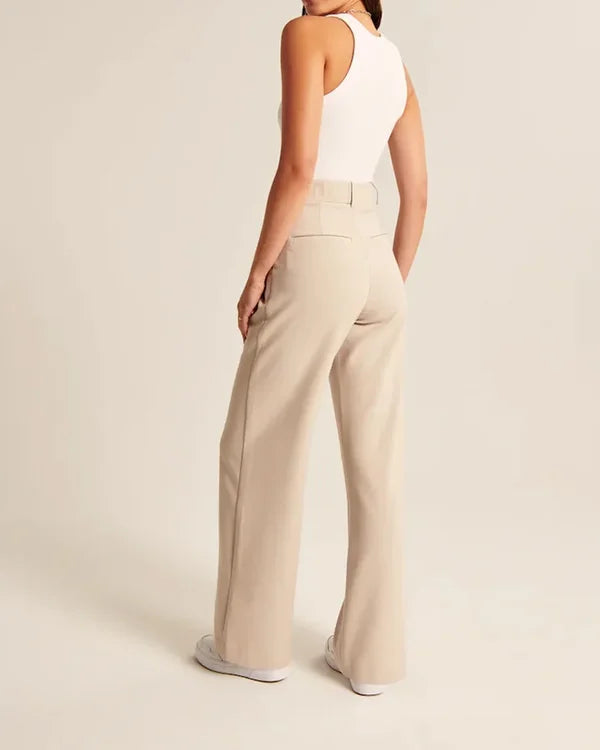 Women's Flared Trousers – High Waist Fitted Flare Leg Pants