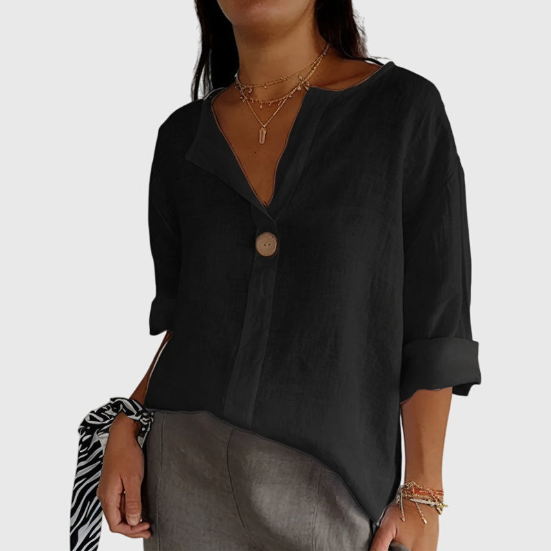 Women's V-Neck Blouse – Elegant Casual Blouse – Natalie