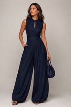 Women's High Waist Jumpsuit – Sleeveless Wide Leg Jumpsuit