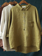 Women's Stand Collar Blouse – Long Sleeve Button Front Blouse
