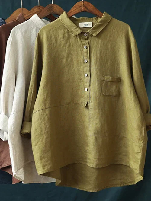 Women's Stand Collar Blouse – Long Sleeve Button Front Blouse