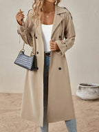 Women's Long Button Trench Coat – Tailored Classic Overcoat