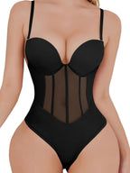 Women's Mesh Corset Shapewear Bodysuit – Low Back Tummy Control Bodysuit