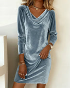 Women's Draped Maxi Dress – Off-Shoulder Formal Evening Dress