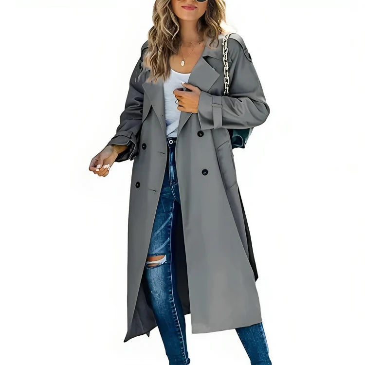 Women's Classic Trench Coat – Longline Button Front Coat