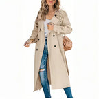 Women's Classic Trench Coat – Longline Button Front Coat