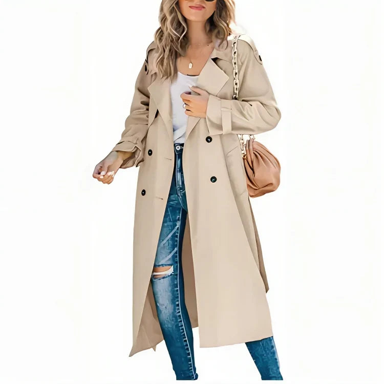 Women's Classic Trench Coat – Longline Button Front Coat