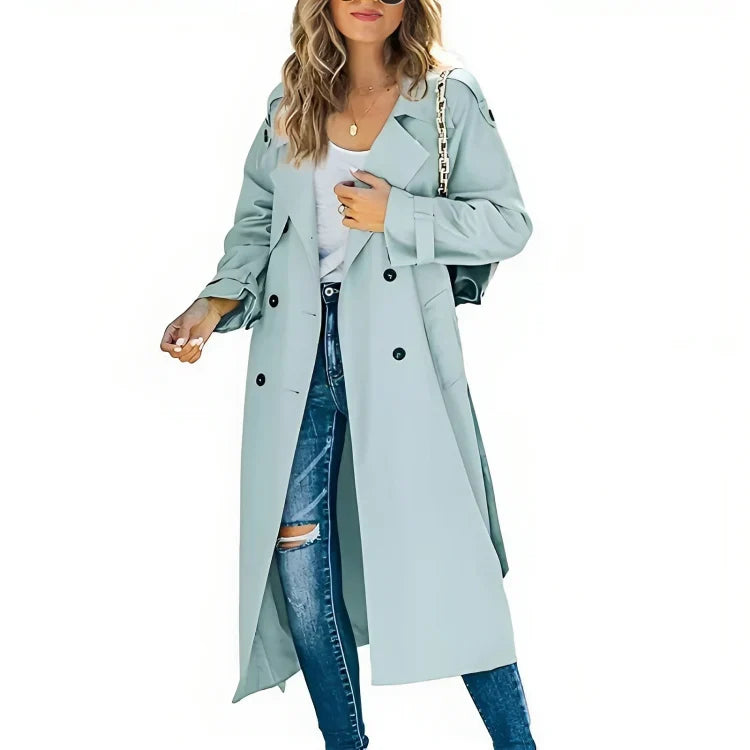 Women's Classic Trench Coat – Longline Button Front Coat
