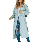 Women's Classic Trench Coat – Longline Button Front Coat