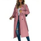 Women's Classic Trench Coat – Longline Button Front Coat