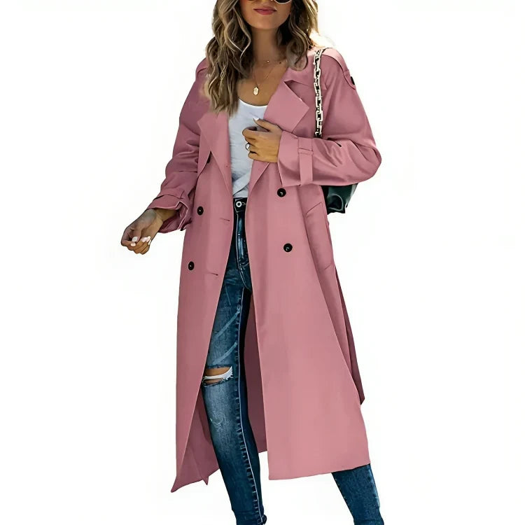 Women's Classic Trench Coat – Longline Button Front Coat