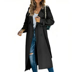 Women's Classic Trench Coat – Longline Button Front Coat