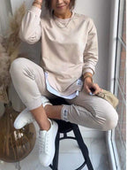 Women's Sweatshirt Set – Relaxed Wide Leg Lounge Set