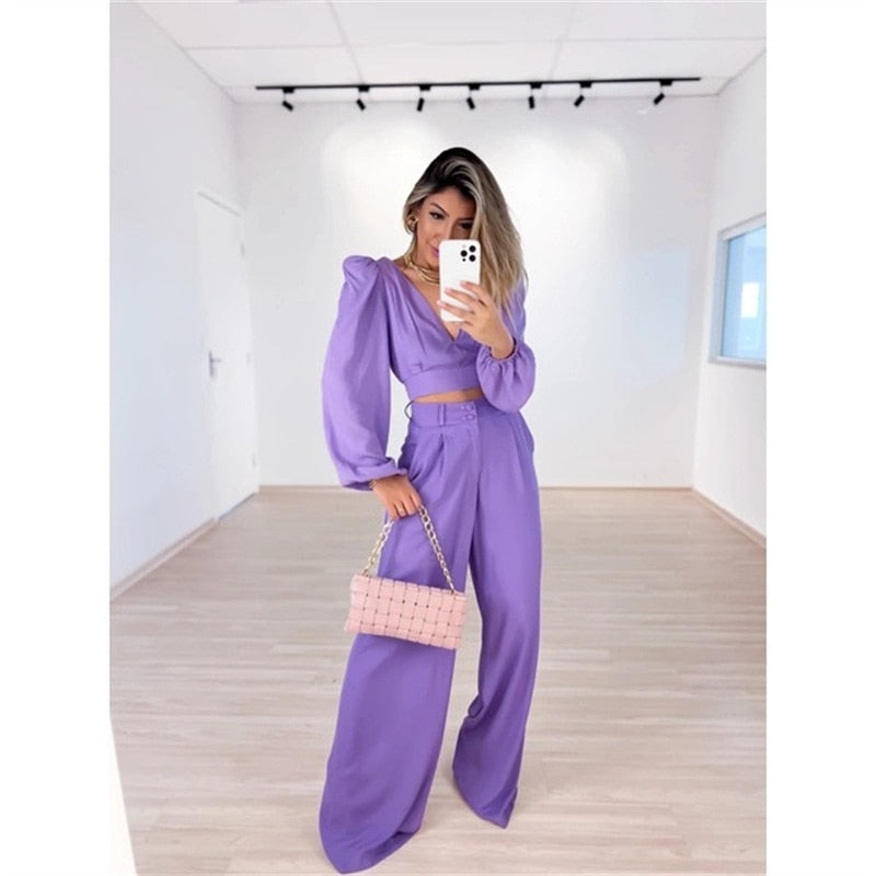 Women's Ribbed Knit Set – V-Neck Matching Co-Ord