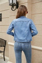 Women's Cropped Jean Jacket – Short Button Front Casual Jacket