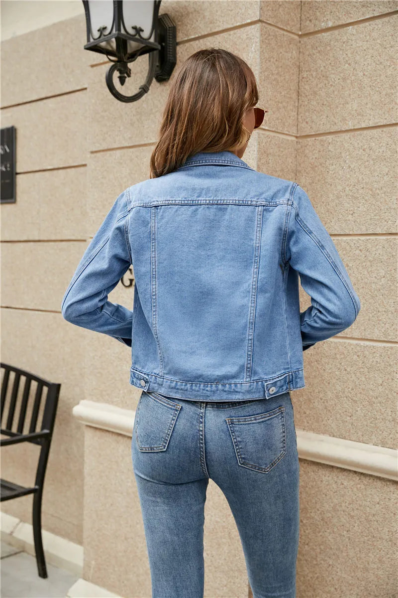 Women's Cropped Jean Jacket – Short Button Front Casual Jacket