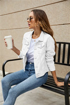 Women's Cropped Jean Jacket – Short Button Front Casual Jacket