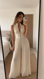 Women's Pleated Formal Jumpsuit – Tailored Evening Party Jumpsuit