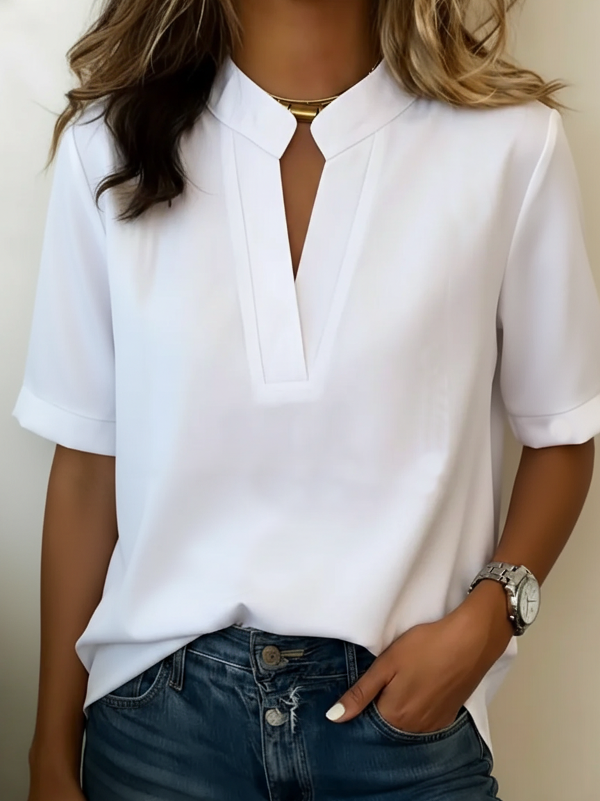 Women's Flowy V-Neck Blouse – Relaxed Long Sleeve Dressy Blouse