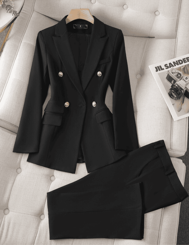 Women's Double-Breasted Pants Suit – Tailored Blazer Co-Ord