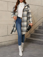 Women's Checked Teddy Coat – Oversized Fleece Winter Coat