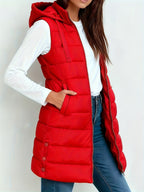 Women's Long Quilted Vest – Sleeveless Puffer Gilet