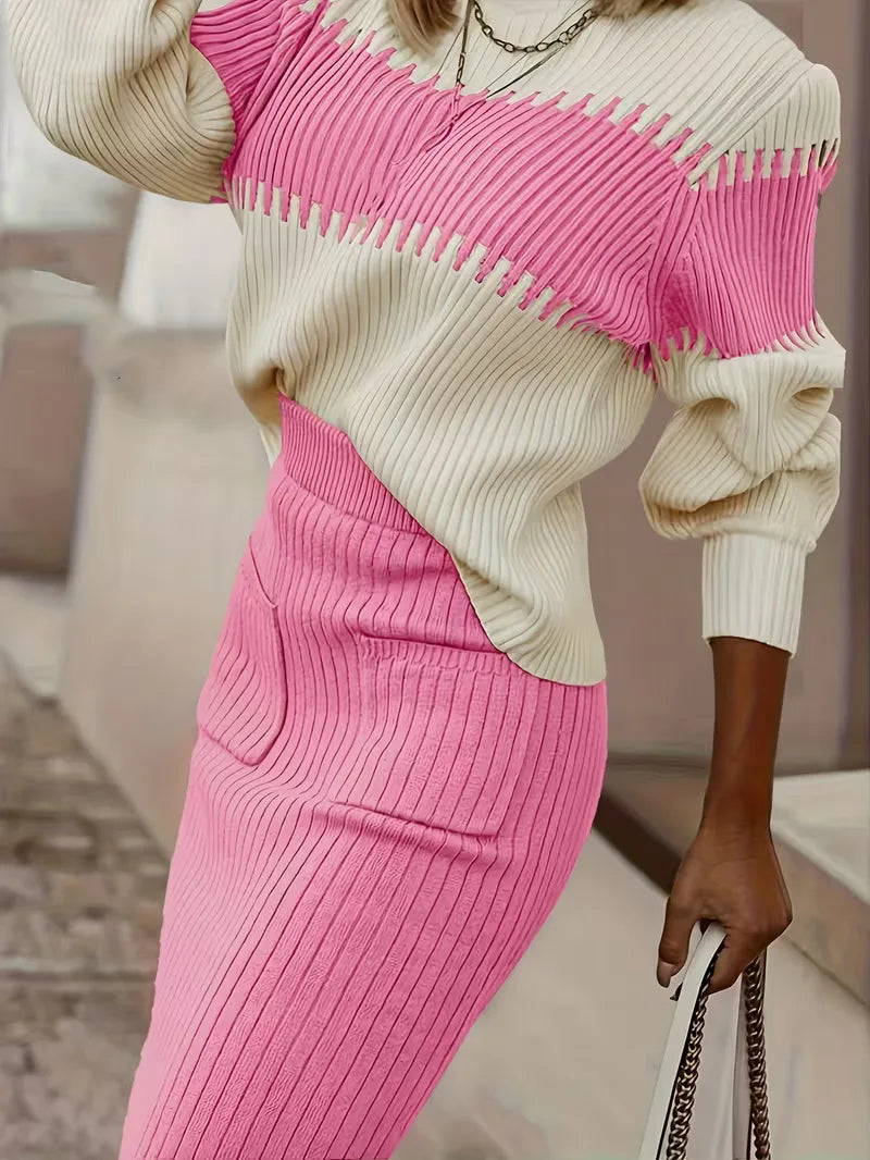 Women's Knit Skirt Set – Ribbed Sweater Co-Ord