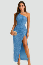 Women's One-Shoulder Evening Dress – Thigh Slit Formal Dress