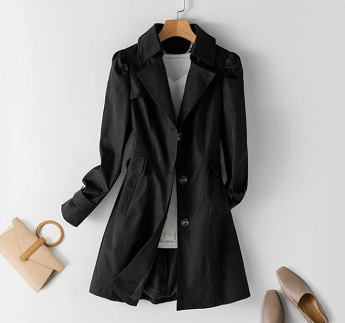 Women's Tailored Trench Coat – Button Front Long Coat