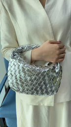 Women's Braided Metallic Handbag – Luxury Evening Handbag – Blair