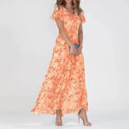 Women's Floral Maxi Dress – Flowy Summer Occasion Dress
