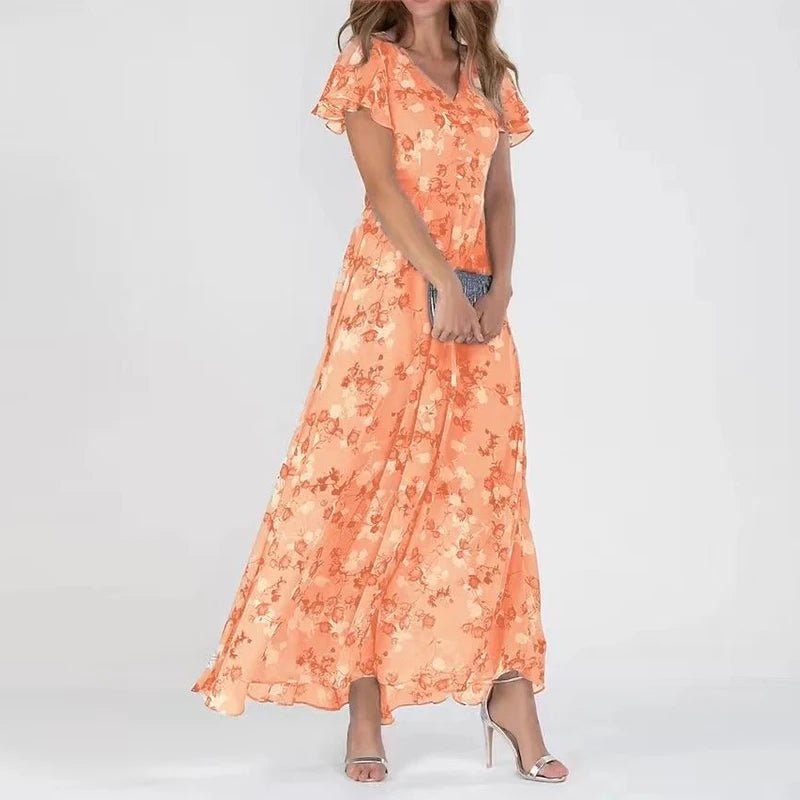 Women's Floral Maxi Dress – Flowy Summer Occasion Dress