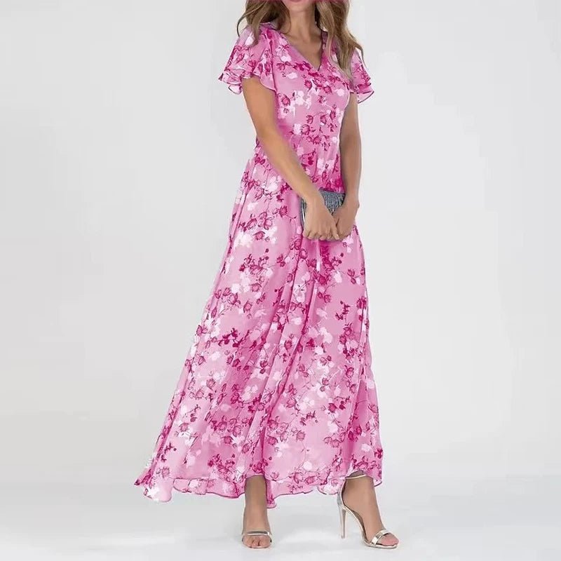Women's Floral Maxi Dress – Flowy Summer Occasion Dress