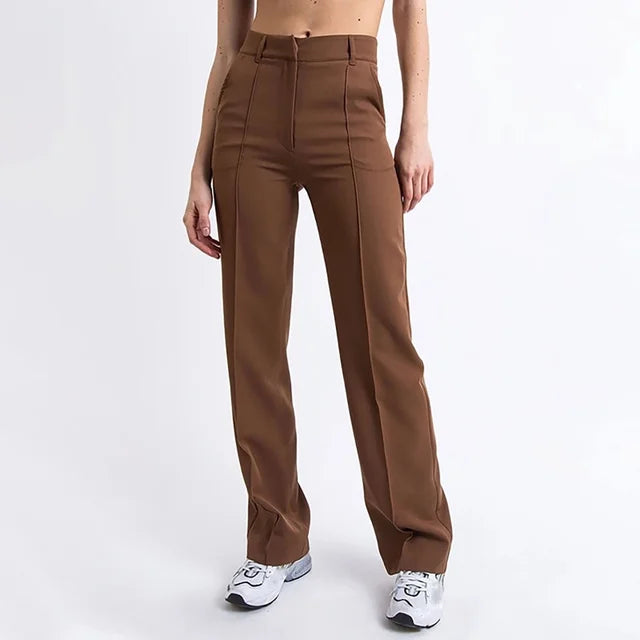 Women's Tailored High Waist Pants – Classic Straight Leg Trousers